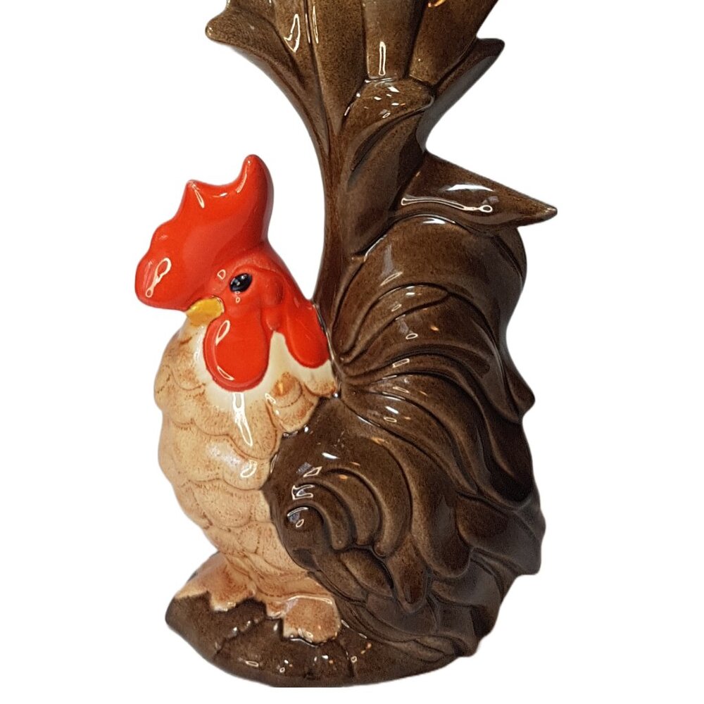 Vintage Ceramic Rooster Handpainted Kitchen Cottage Farmhouse Decor Bird Chicken